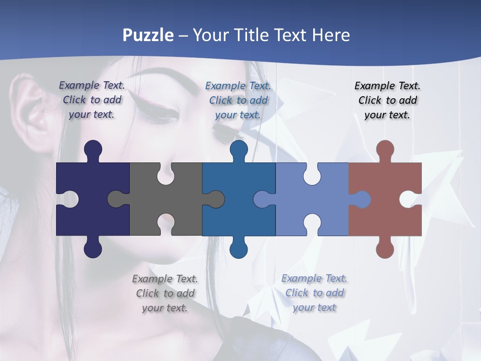 A Woman In A Blue Dress With Red Lipstick PowerPoint Template