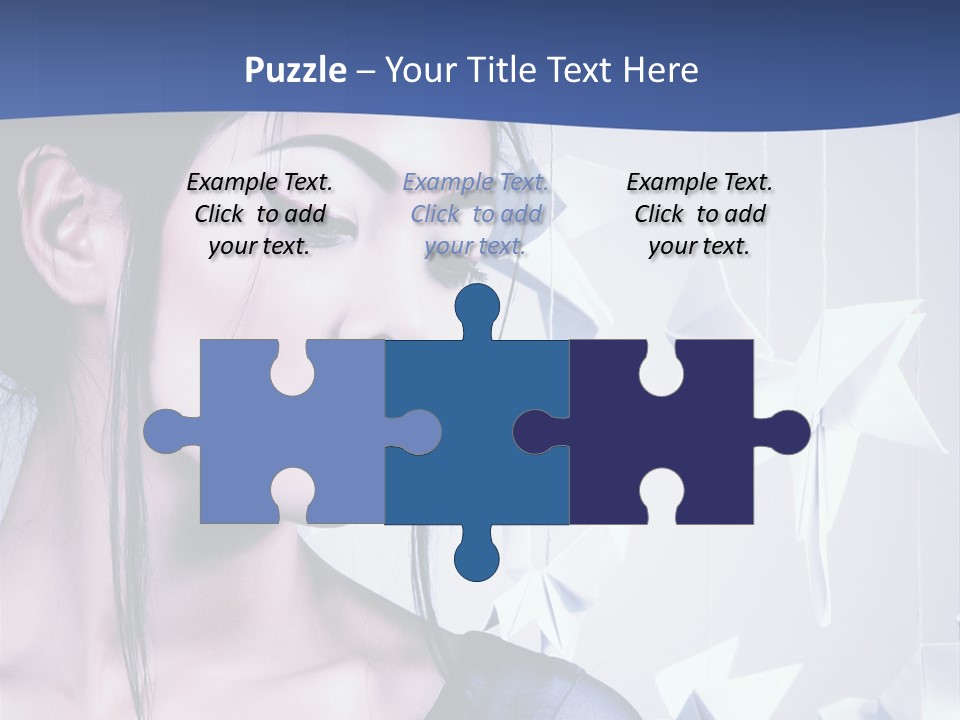 A Woman In A Blue Dress With Red Lipstick PowerPoint Template