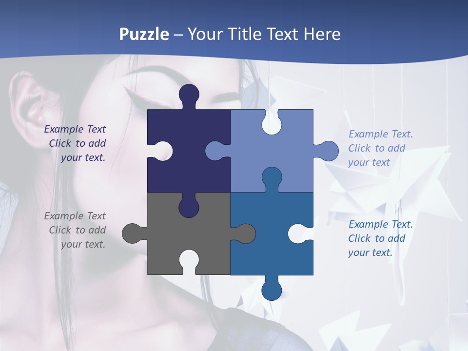 A Woman In A Blue Dress With Red Lipstick PowerPoint Template