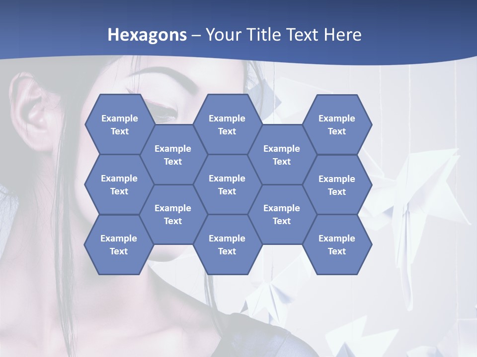 A Woman In A Blue Dress With Red Lipstick PowerPoint Template