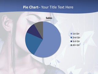 A Woman In A Blue Dress With Red Lipstick PowerPoint Template