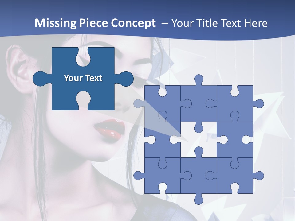 A Woman In A Blue Dress With Red Lipstick PowerPoint Template