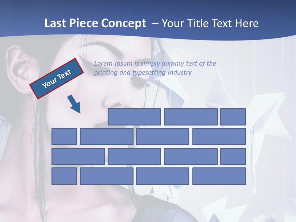 A Woman In A Blue Dress With Red Lipstick PowerPoint Template