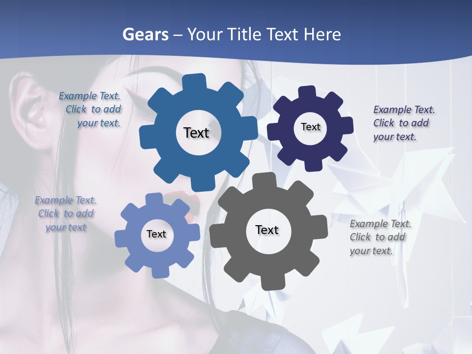 A Woman In A Blue Dress With Red Lipstick PowerPoint Template