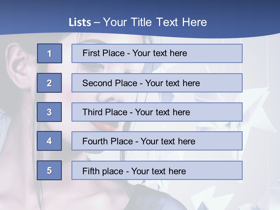 A Woman In A Blue Dress With Red Lipstick PowerPoint Template