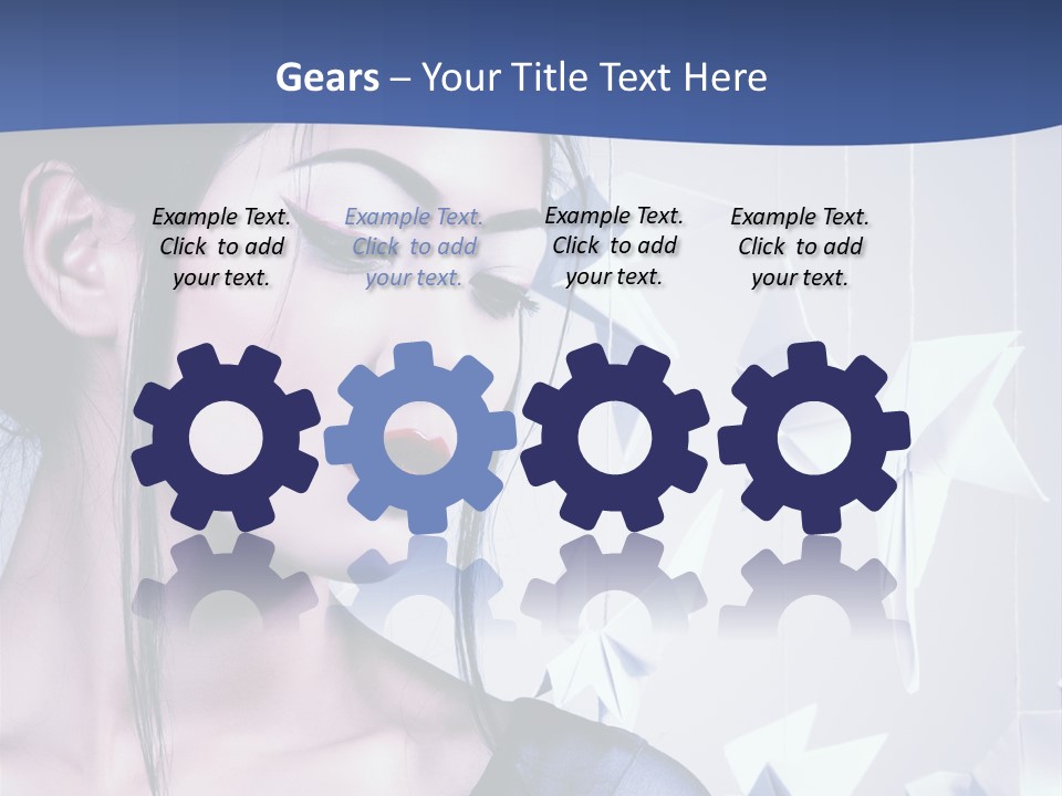 A Woman In A Blue Dress With Red Lipstick PowerPoint Template