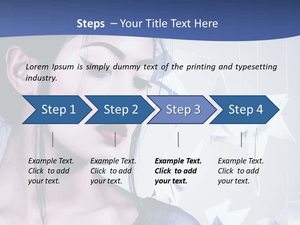 A Woman In A Blue Dress With Red Lipstick PowerPoint Template