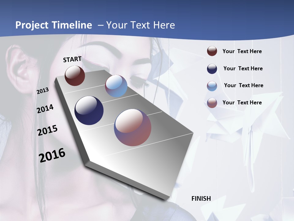 A Woman In A Blue Dress With Red Lipstick PowerPoint Template