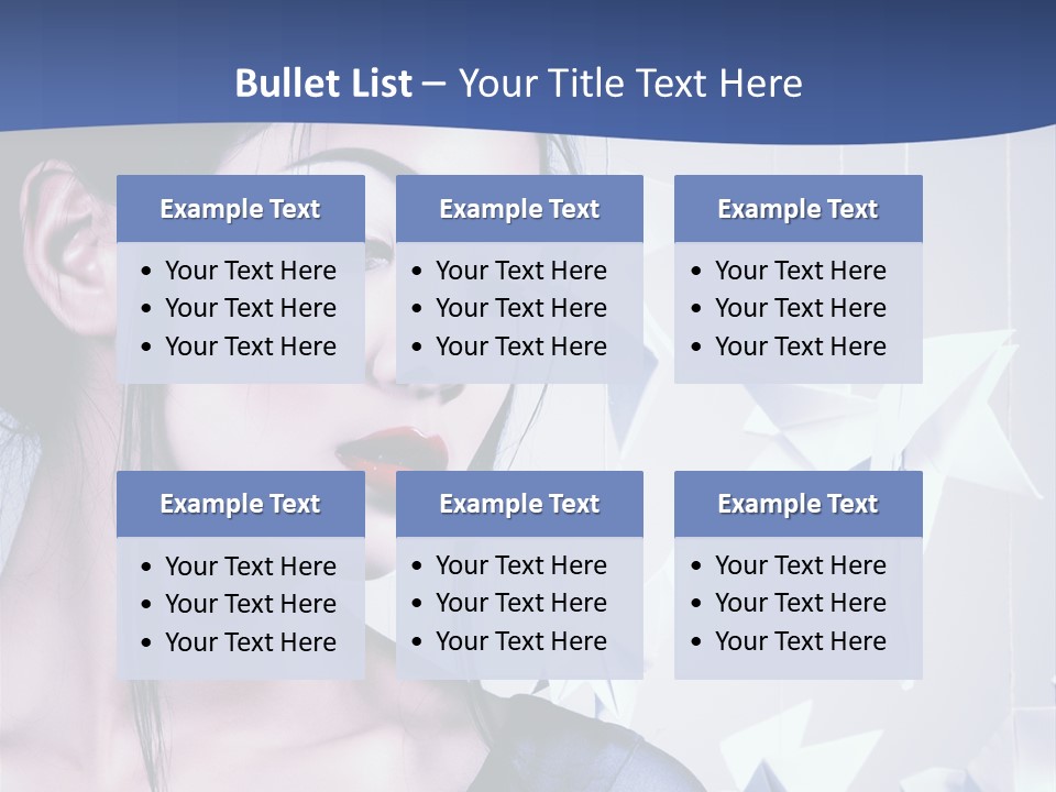 A Woman In A Blue Dress With Red Lipstick PowerPoint Template