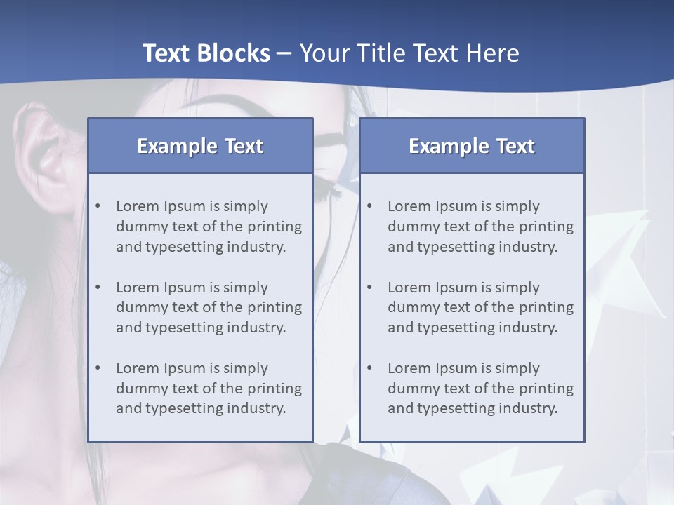 A Woman In A Blue Dress With Red Lipstick PowerPoint Template