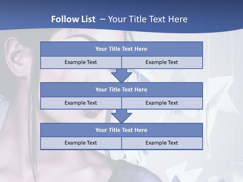 A Woman In A Blue Dress With Red Lipstick PowerPoint Template