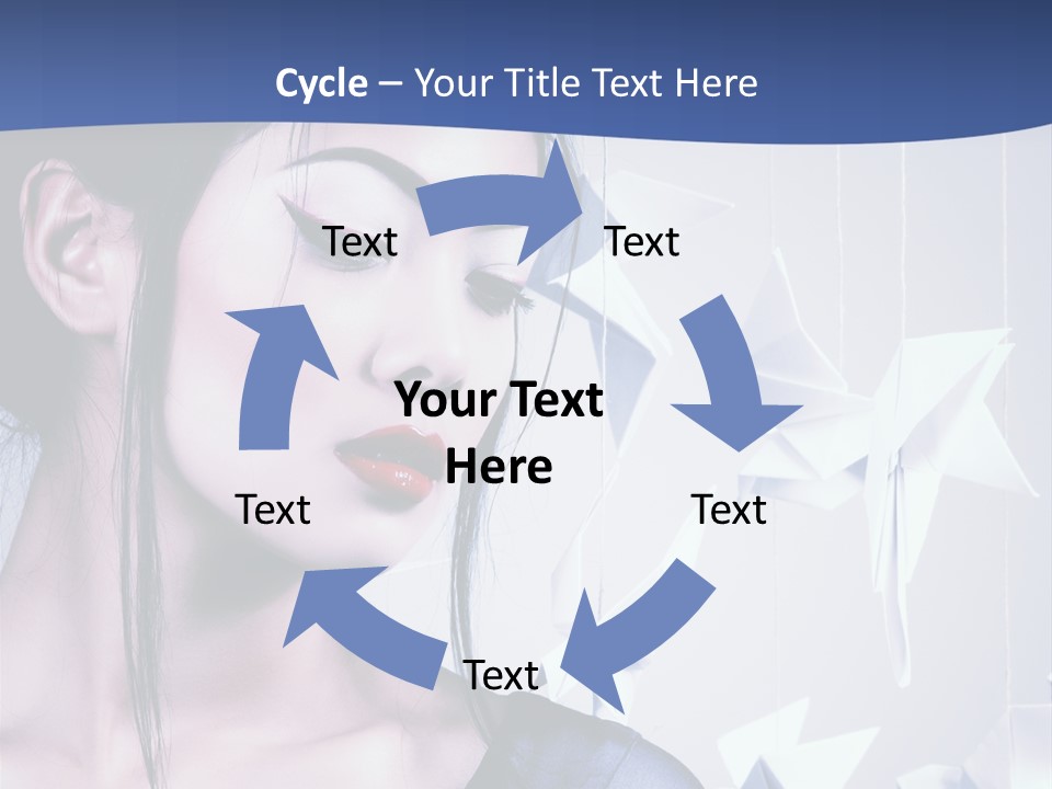 A Woman In A Blue Dress With Red Lipstick PowerPoint Template