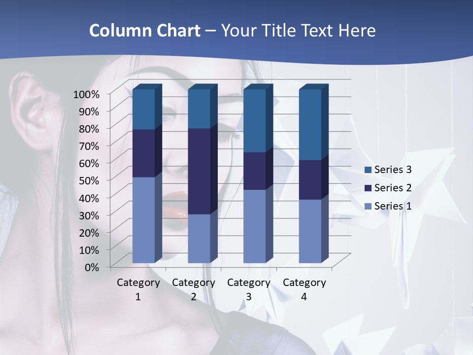 A Woman In A Blue Dress With Red Lipstick PowerPoint Template