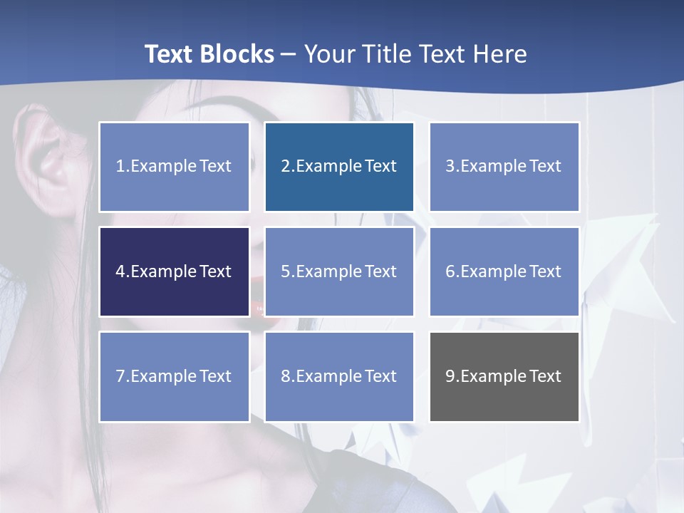 A Woman In A Blue Dress With Red Lipstick PowerPoint Template