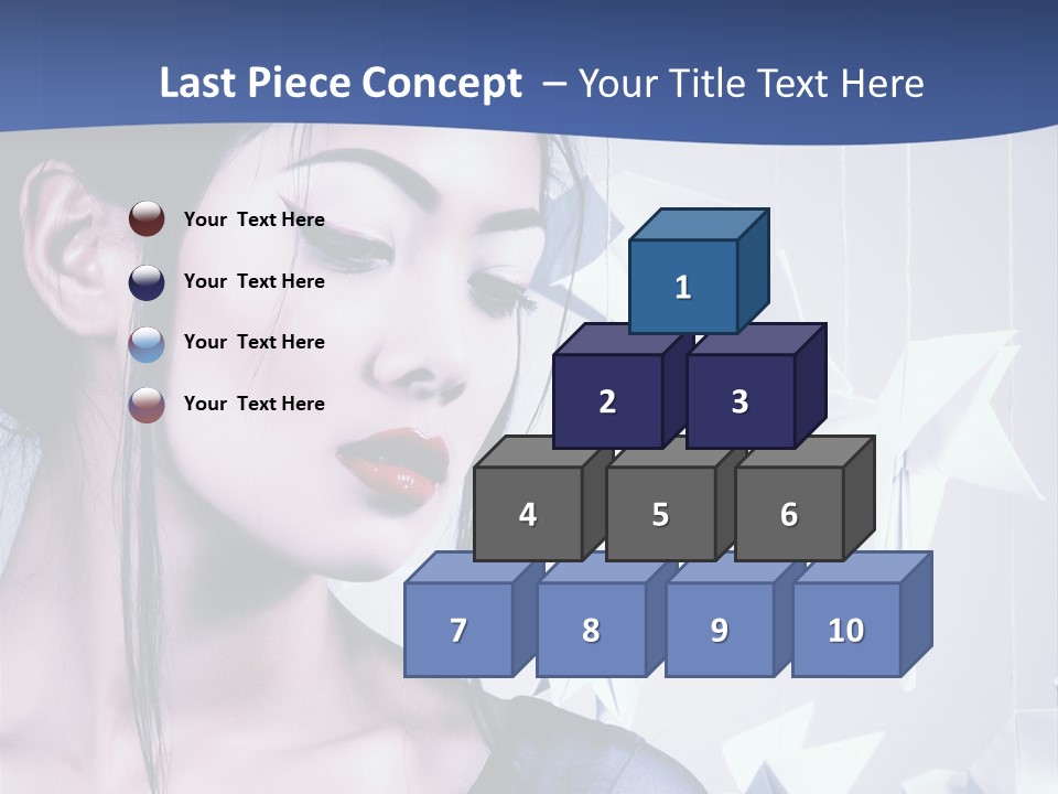 A Woman In A Blue Dress With Red Lipstick PowerPoint Template