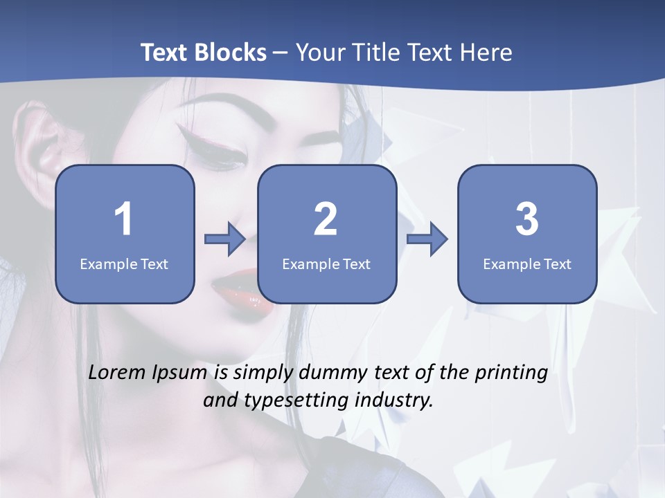 A Woman In A Blue Dress With Red Lipstick PowerPoint Template