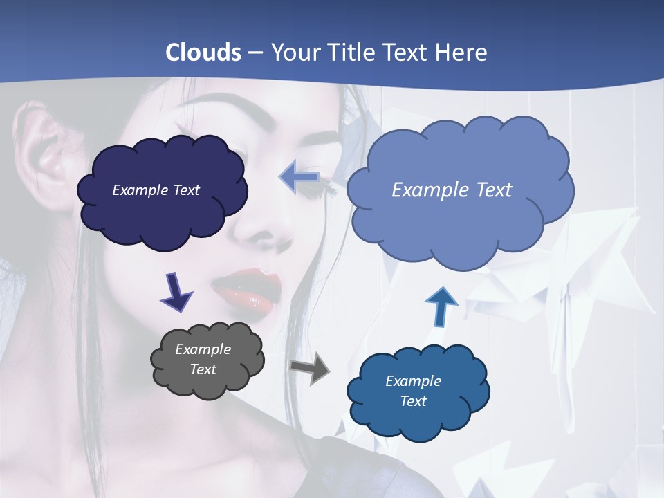 A Woman In A Blue Dress With Red Lipstick PowerPoint Template