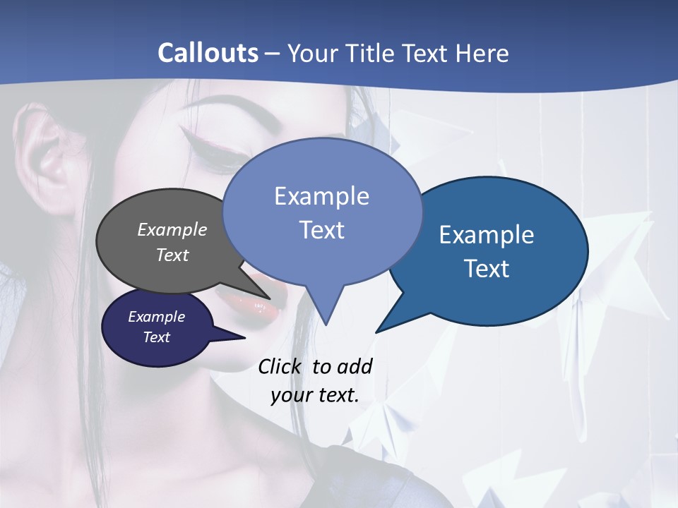 A Woman In A Blue Dress With Red Lipstick PowerPoint Template