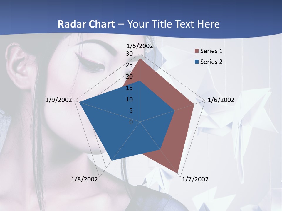 A Woman In A Blue Dress With Red Lipstick PowerPoint Template