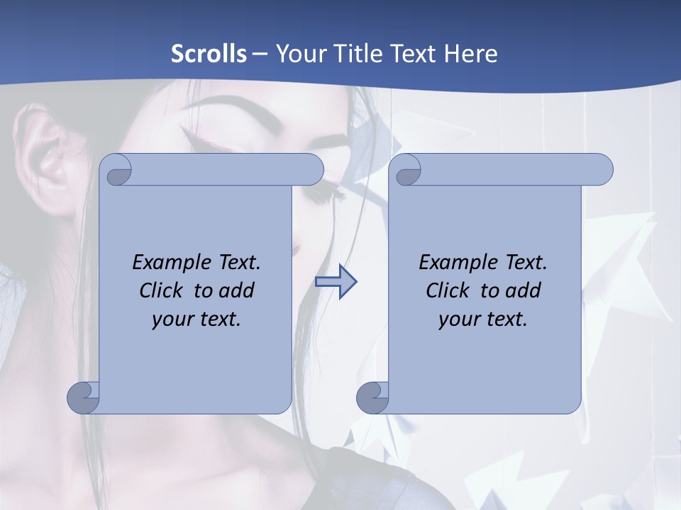 A Woman In A Blue Dress With Red Lipstick PowerPoint Template