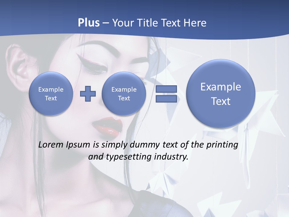 A Woman In A Blue Dress With Red Lipstick PowerPoint Template