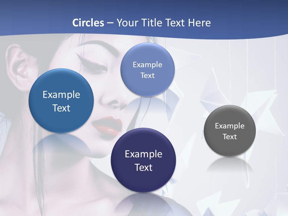 A Woman In A Blue Dress With Red Lipstick PowerPoint Template