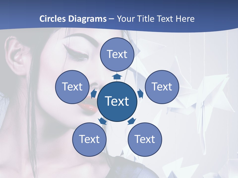 A Woman In A Blue Dress With Red Lipstick PowerPoint Template