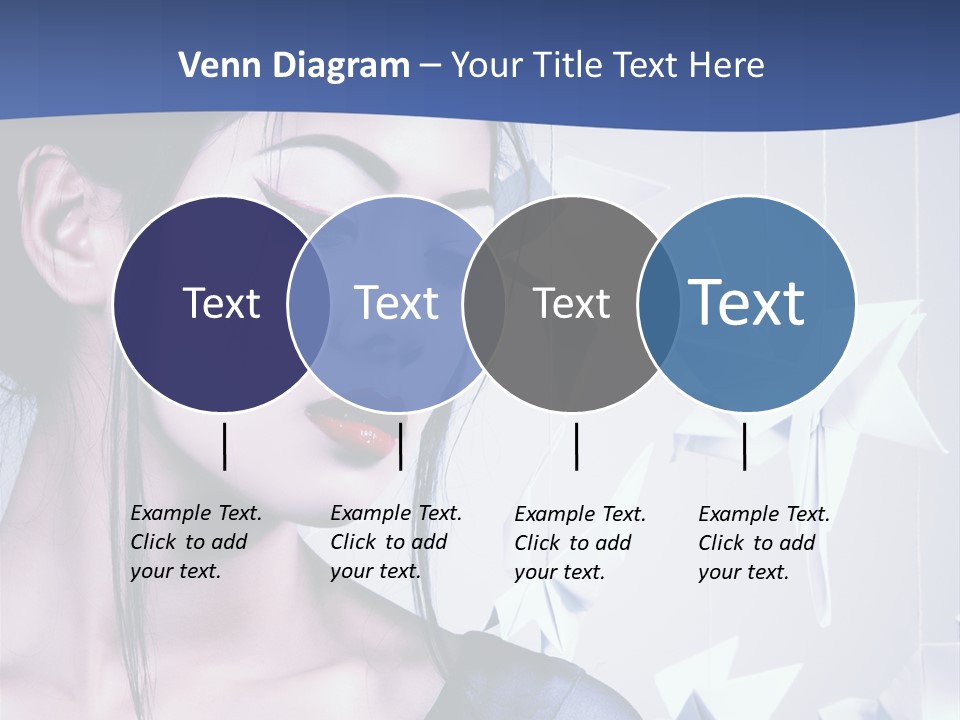 A Woman In A Blue Dress With Red Lipstick PowerPoint Template