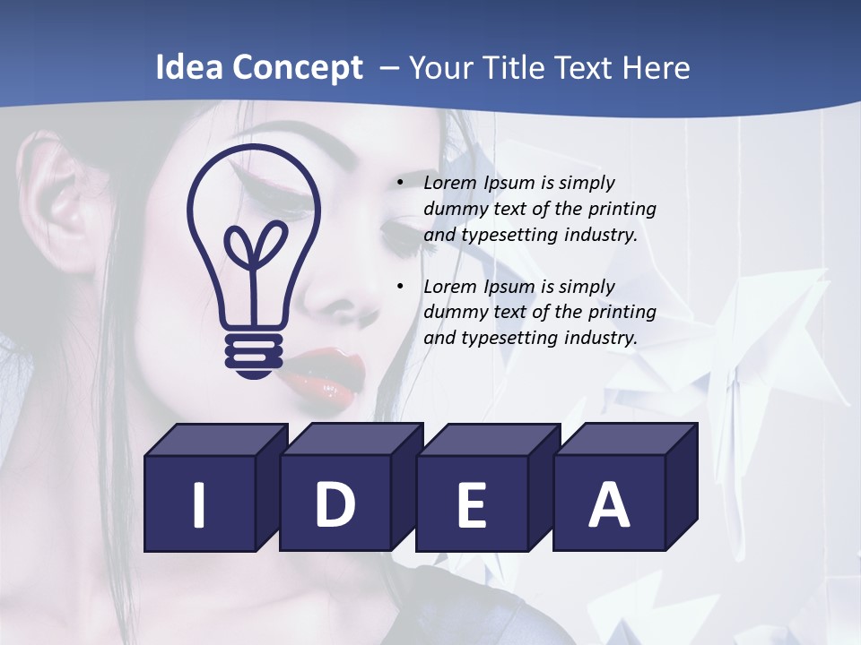 A Woman In A Blue Dress With Red Lipstick PowerPoint Template