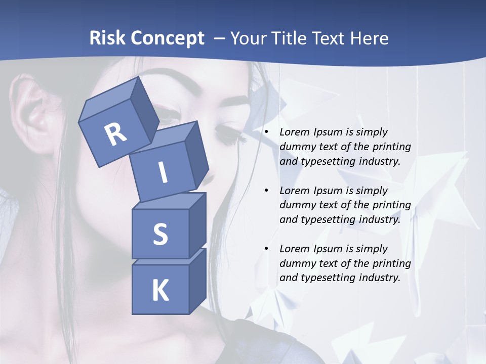 A Woman In A Blue Dress With Red Lipstick PowerPoint Template