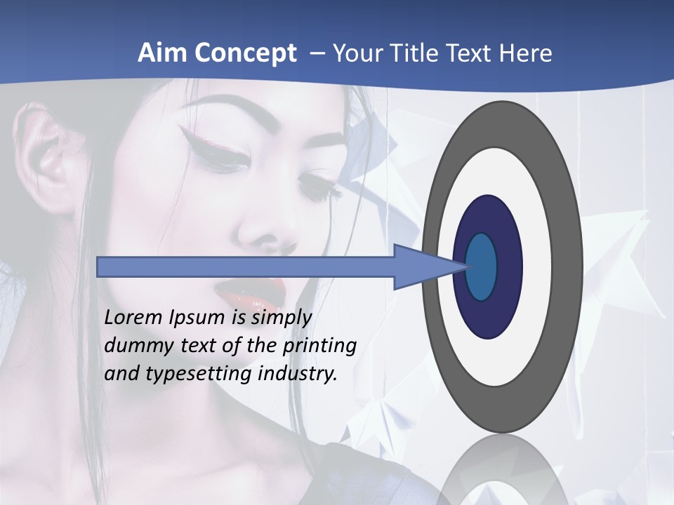 A Woman In A Blue Dress With Red Lipstick PowerPoint Template