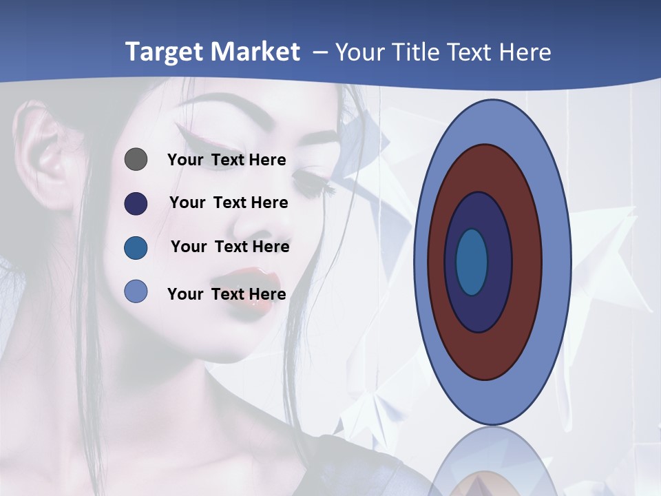 A Woman In A Blue Dress With Red Lipstick PowerPoint Template