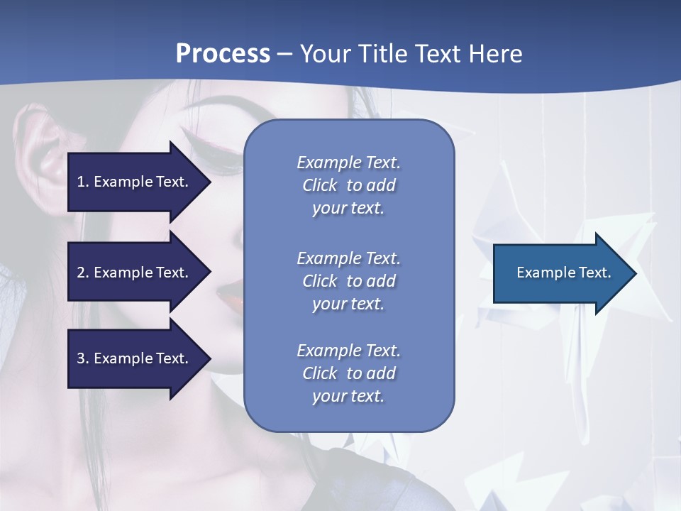 A Woman In A Blue Dress With Red Lipstick PowerPoint Template