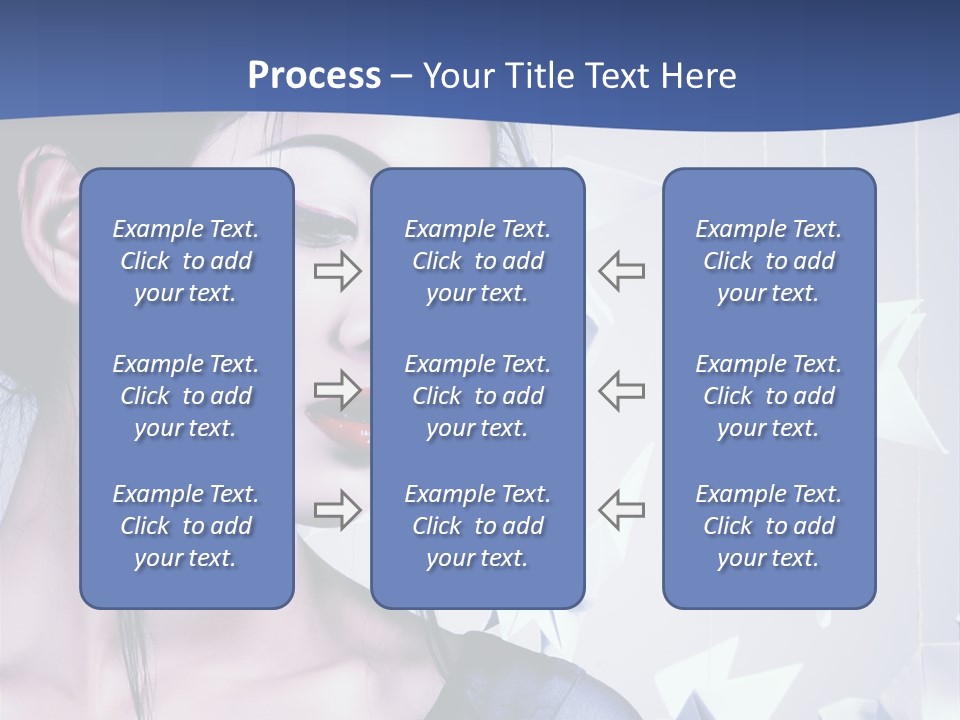 A Woman In A Blue Dress With Red Lipstick PowerPoint Template