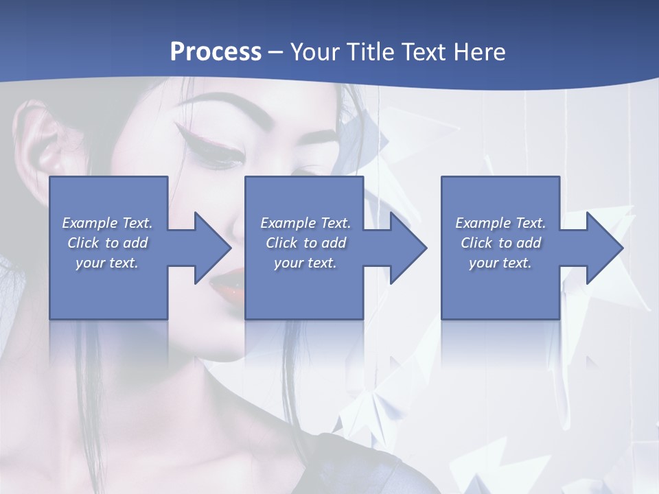 A Woman In A Blue Dress With Red Lipstick PowerPoint Template