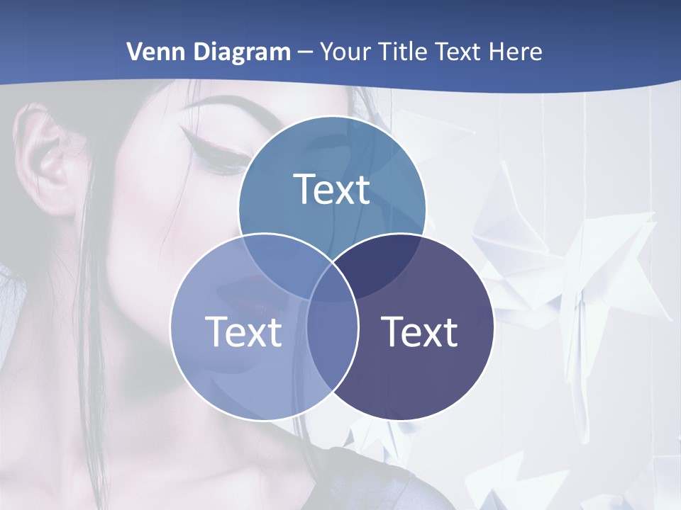 A Woman In A Blue Dress With Red Lipstick PowerPoint Template