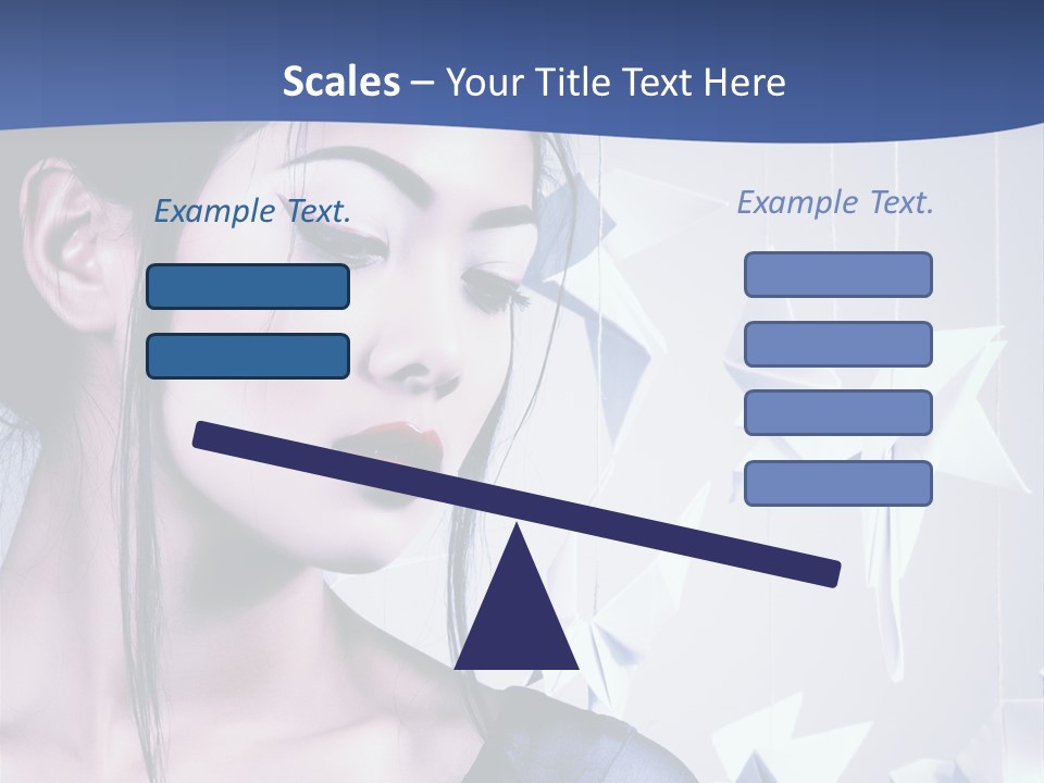 A Woman In A Blue Dress With Red Lipstick PowerPoint Template