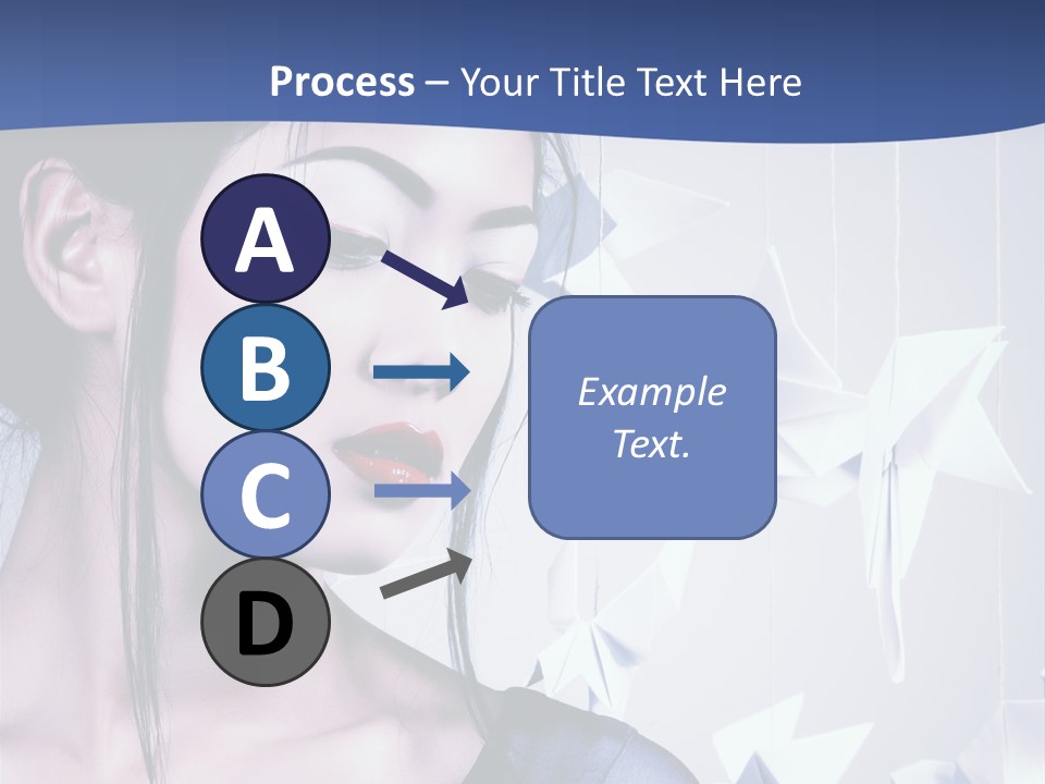 A Woman In A Blue Dress With Red Lipstick PowerPoint Template