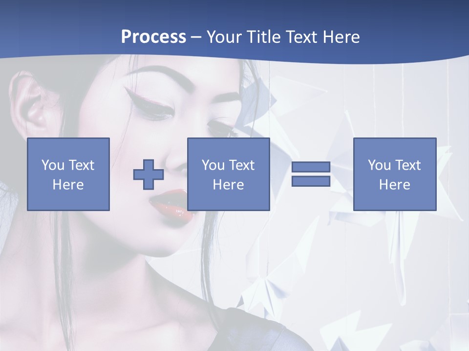 A Woman In A Blue Dress With Red Lipstick PowerPoint Template