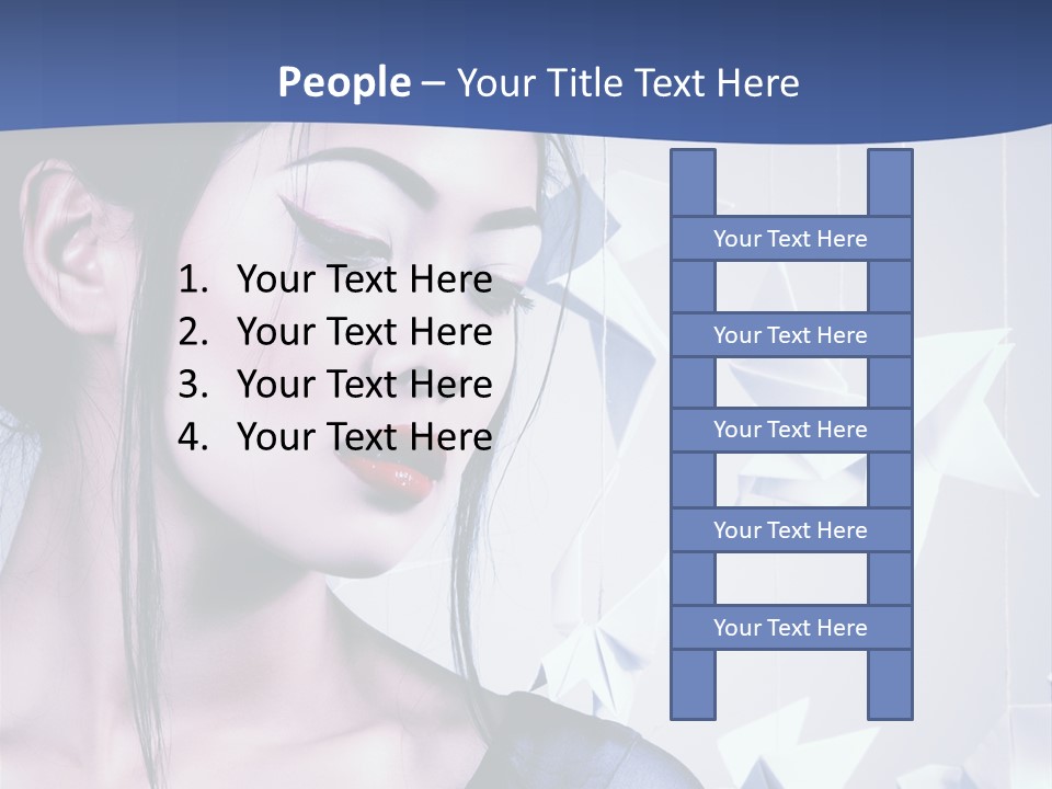 A Woman In A Blue Dress With Red Lipstick PowerPoint Template