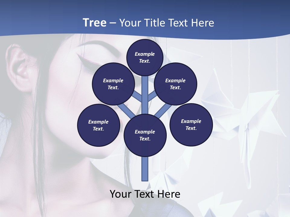 A Woman In A Blue Dress With Red Lipstick PowerPoint Template