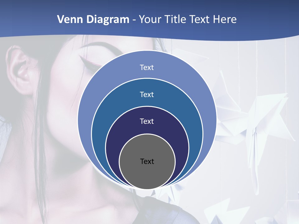 A Woman In A Blue Dress With Red Lipstick PowerPoint Template