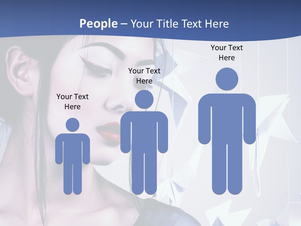 A Woman In A Blue Dress With Red Lipstick PowerPoint Template