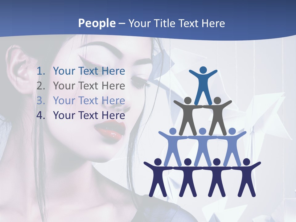 A Woman In A Blue Dress With Red Lipstick PowerPoint Template