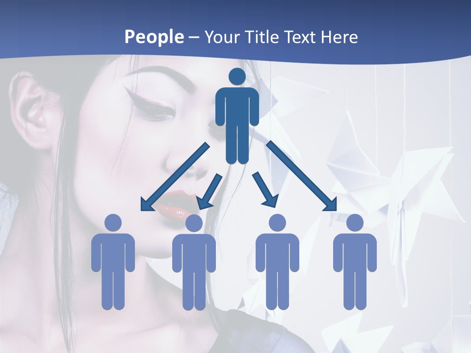 A Woman In A Blue Dress With Red Lipstick PowerPoint Template