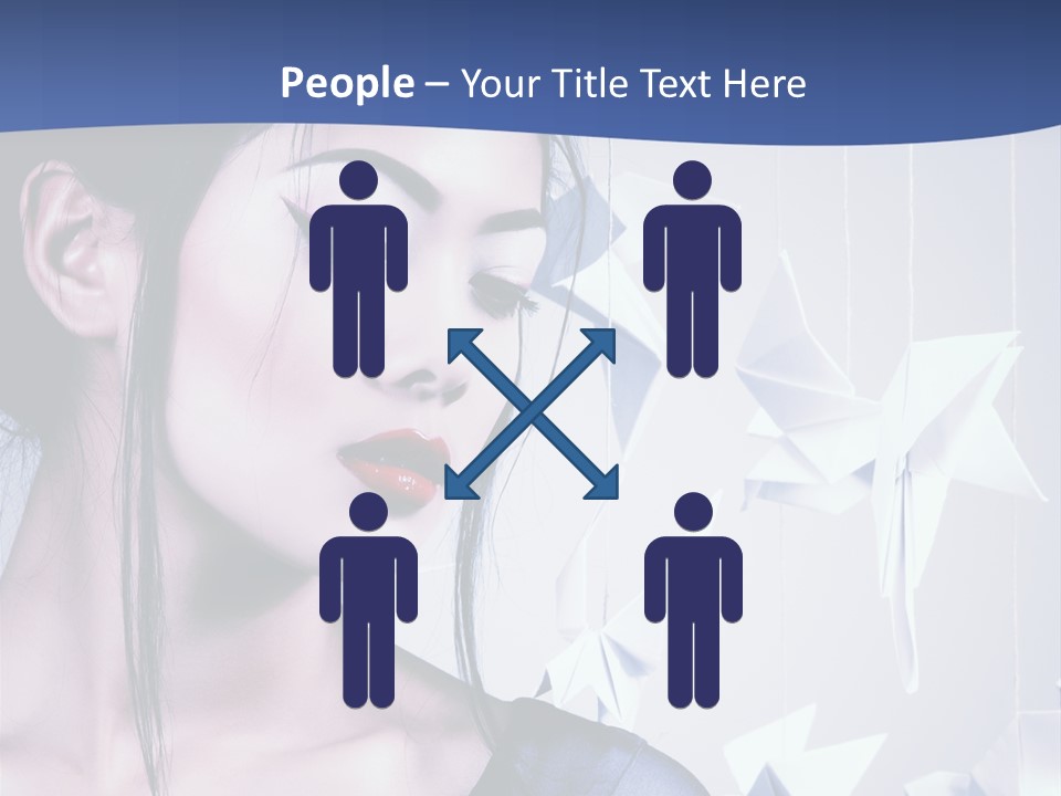 A Woman In A Blue Dress With Red Lipstick PowerPoint Template