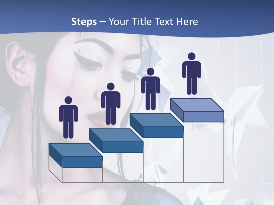 A Woman In A Blue Dress With Red Lipstick PowerPoint Template