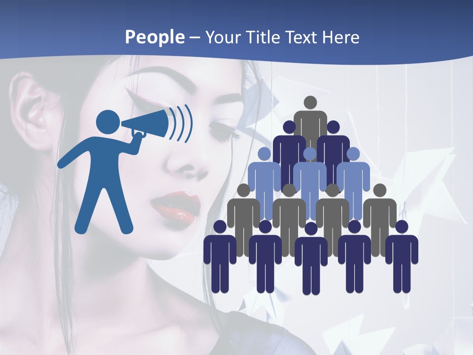 A Woman In A Blue Dress With Red Lipstick PowerPoint Template