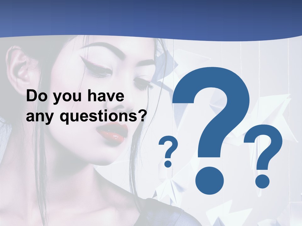 A Woman In A Blue Dress With Red Lipstick PowerPoint Template