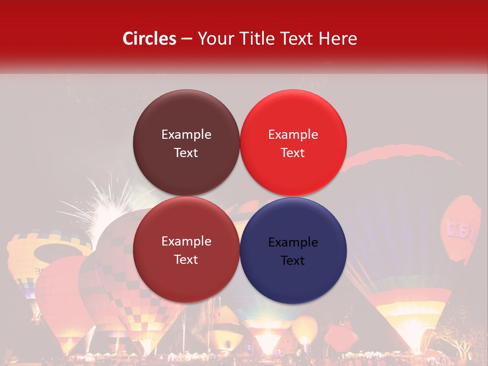 A Group Of Hot Air Balloons With Fireworks In The Background PowerPoint Template